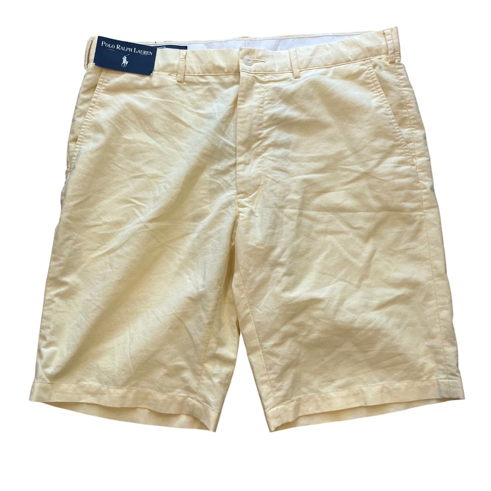 Polo Ralph Lauren Preston Shorts Mens 36 Lemon Rind Yellow Cotton Flat Front NEW